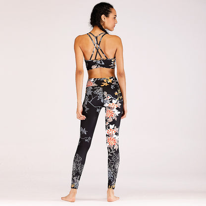 New European and American printed yoga fitness suit sports and leisure suit women trendy