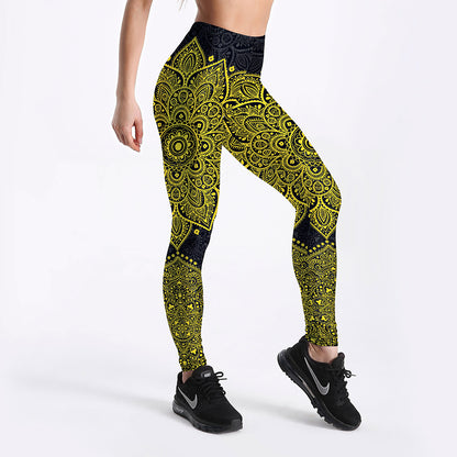 Yellow Gold Mandala Yoga/Workout Leggings trendy