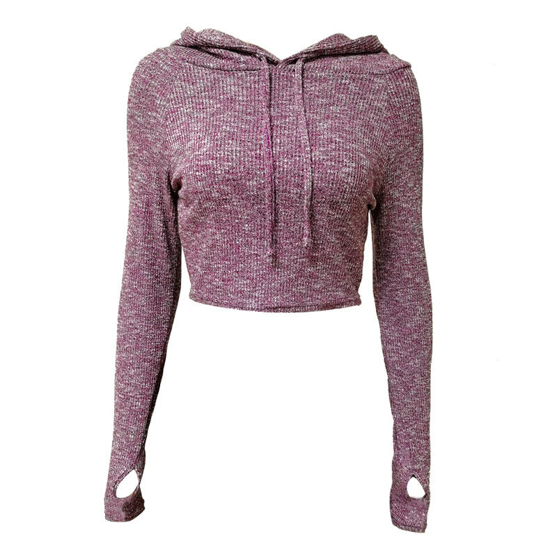 New Sexy Navel Knitted Fitness Sports Suit trendy