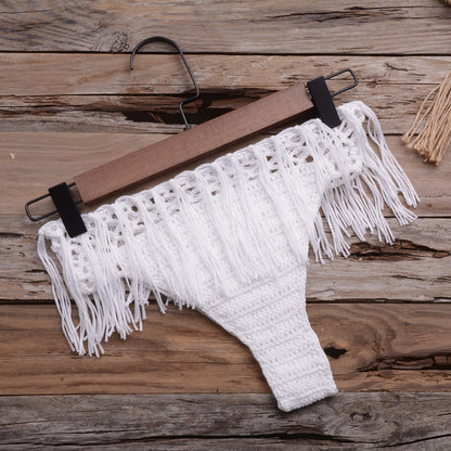 Hand-Woven Beach Hollow Tassel Split Swimsuit Set