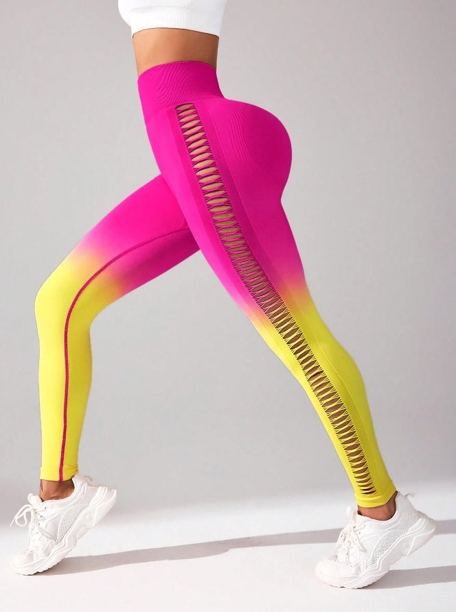 3 Pack Women's Gradient Butterfly High-Waist Butt-Lifting Leggings | Seamless Yoga Pants | Scrunch Elastic Tights