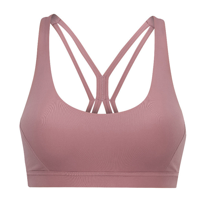 Shockproof Gathered Fitness Vest No Steel Ring Yoga Bra trendy