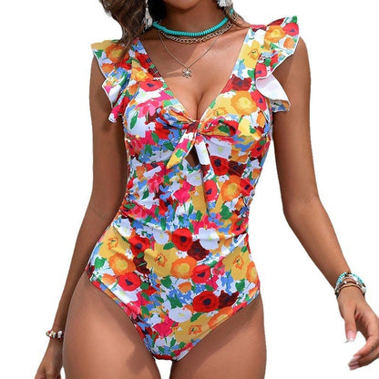 Women's Printed One-piece Swimsuit Hot Springs Conservative Swimwear