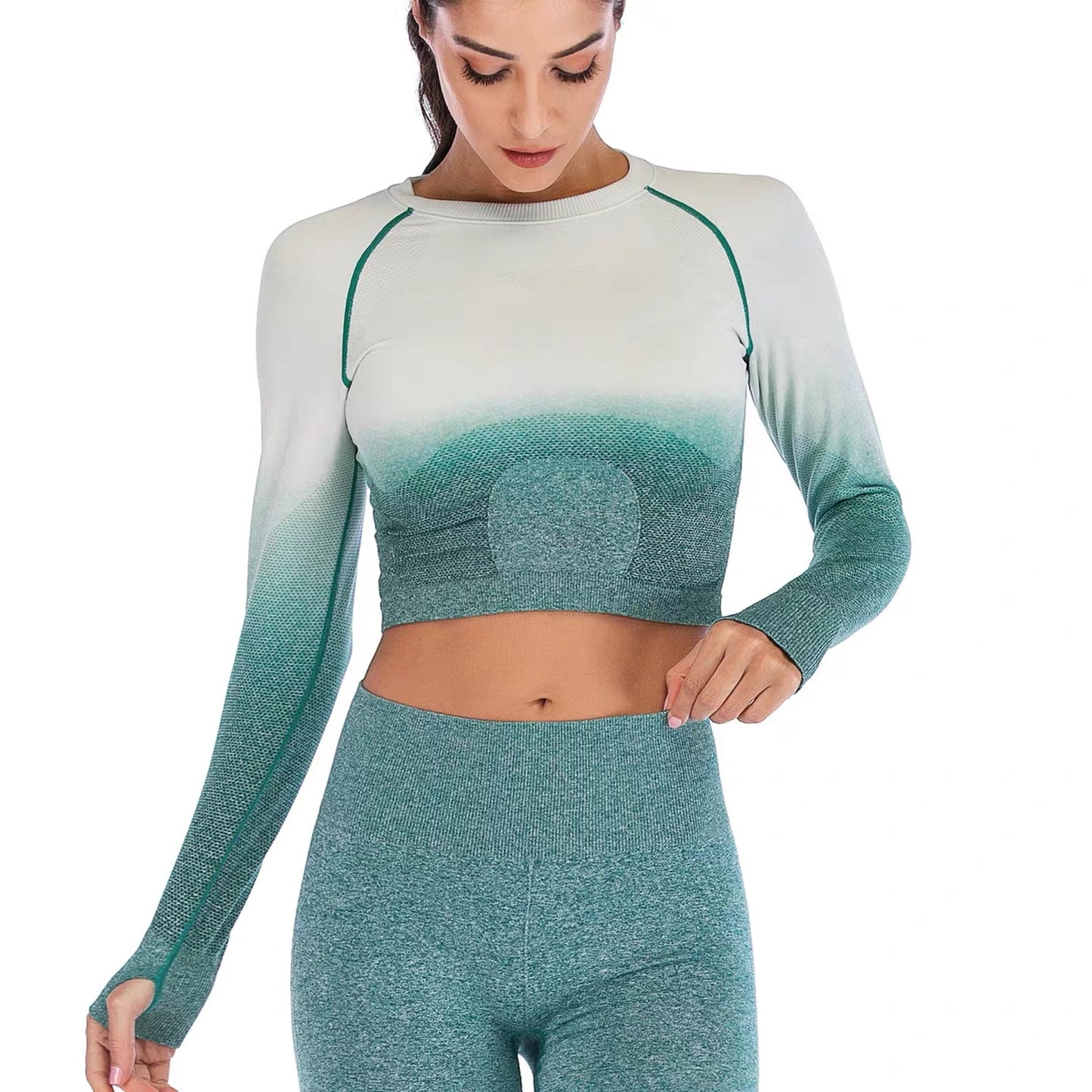 Gradient sportswear women's navel fashion