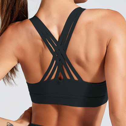 Solid Cross Back Padded Crop Tops trendy