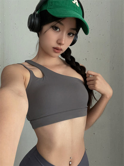 One Shoulder Sports Underwear Women's Yoga Bra Vest trendy