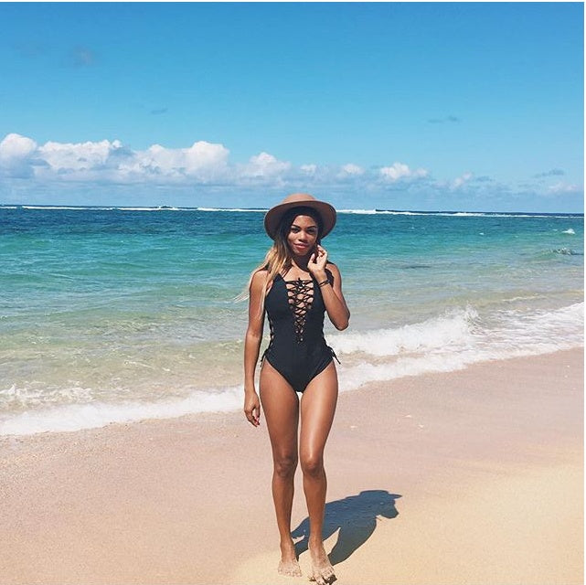 Sexy Deep V Back One-Piece Bikini | Triangle Bandage Swimsuit | Women's Summer Beachwear