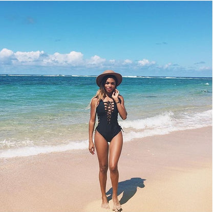 Sexy Deep V Back One-Piece Bikini | Triangle Bandage Swimsuit | Women's Summer Beachwear