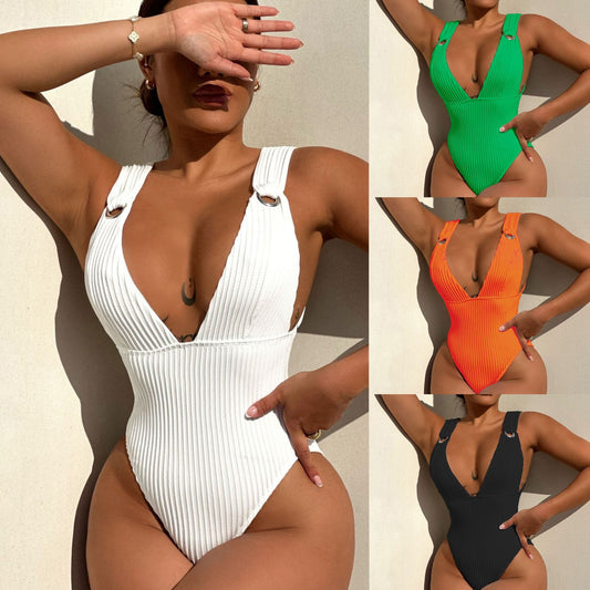 One-piece Swimsuit Women's Sexy Solid Color