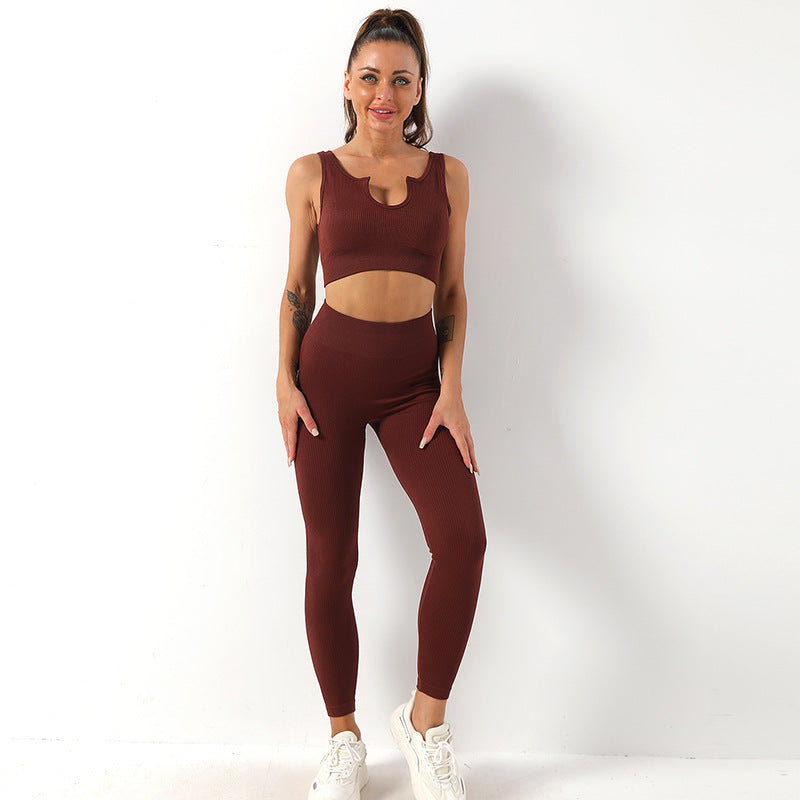 Yoga Sportswear Bra Vest & Hip Lift Trousers Set trendy