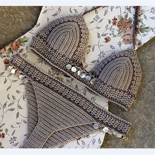 New Knitted Bikini Set – Sexy Mermaid Shell Beach Swimsuit, Europe & America Style Split Swimwear
