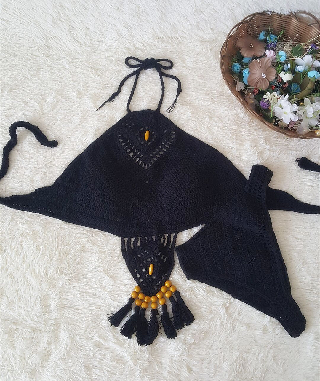 European & American Crochet Tassel Bikini Set - Trendy Women’s Swimsuit for Beach, Pool & Sunshine Days