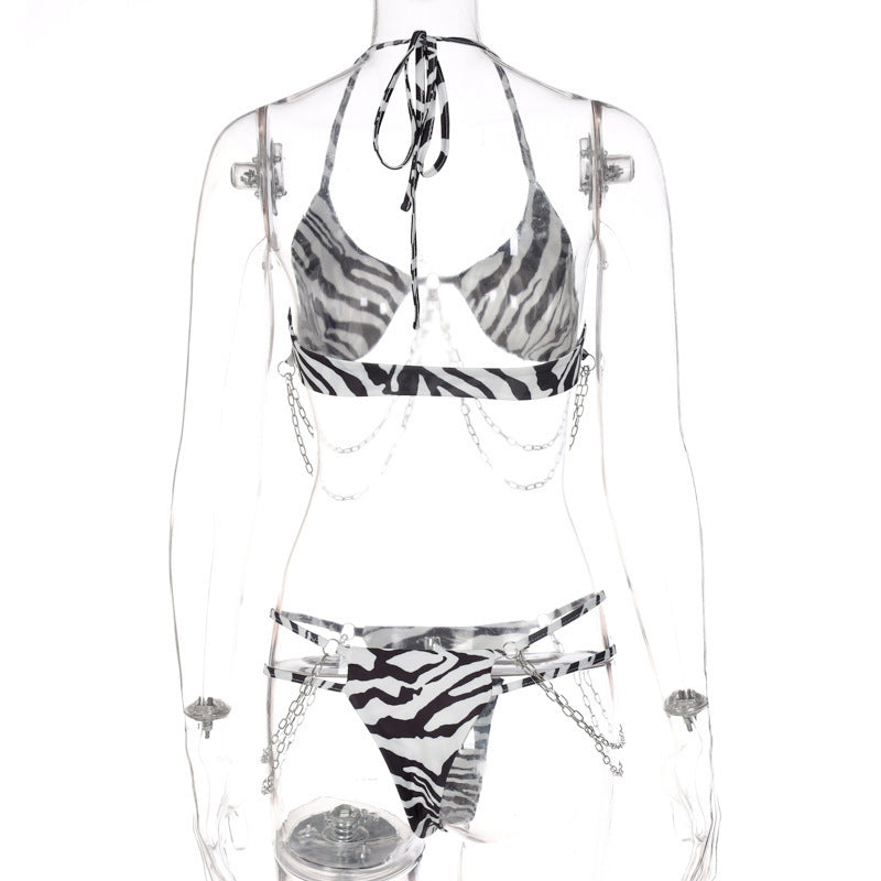Trending Printed Tether Chain Bikini Set - Fashion Swimsuit for Summer Beachwear