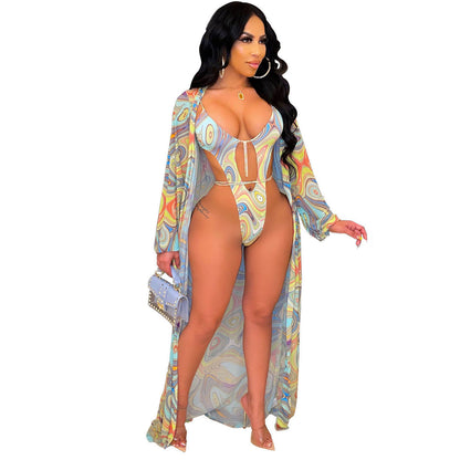 Women's Fashion Print Swimsuit Two Piece Set trendy