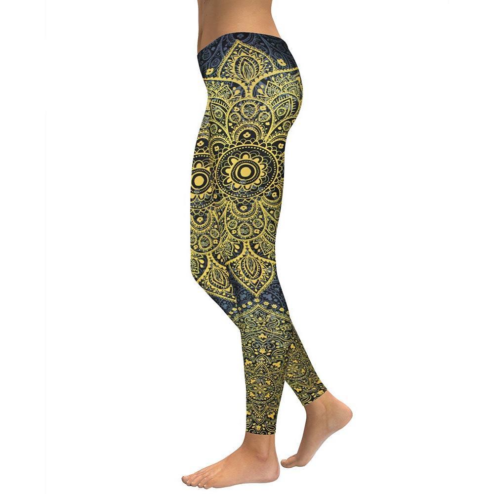 Yellow Gold Mandala Yoga/Workout Leggings trendy