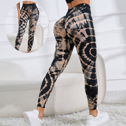 New Tie Dye Printed Yoga Pants Women Seamless High Waist Hip Lifting Fitness Running trendySports Leggings