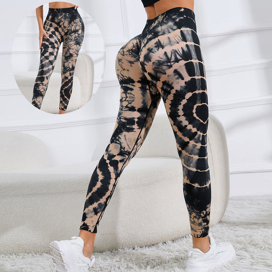 New Tie Dye Printed Yoga Pants Women Seamless High Waist Hip Lifting Fitness Running trendySports Leggings