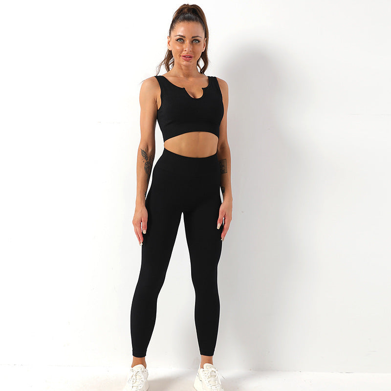Yoga Sportswear Bra Vest & Hip Lift Trousers Set trendy