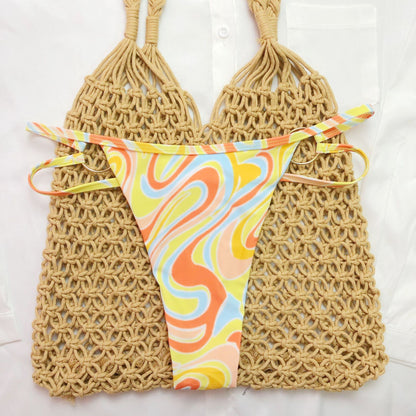 Vibrant Swimwear Colour Printing Three-Piece Set – Stylish & Comfortable Beachwear for Summer