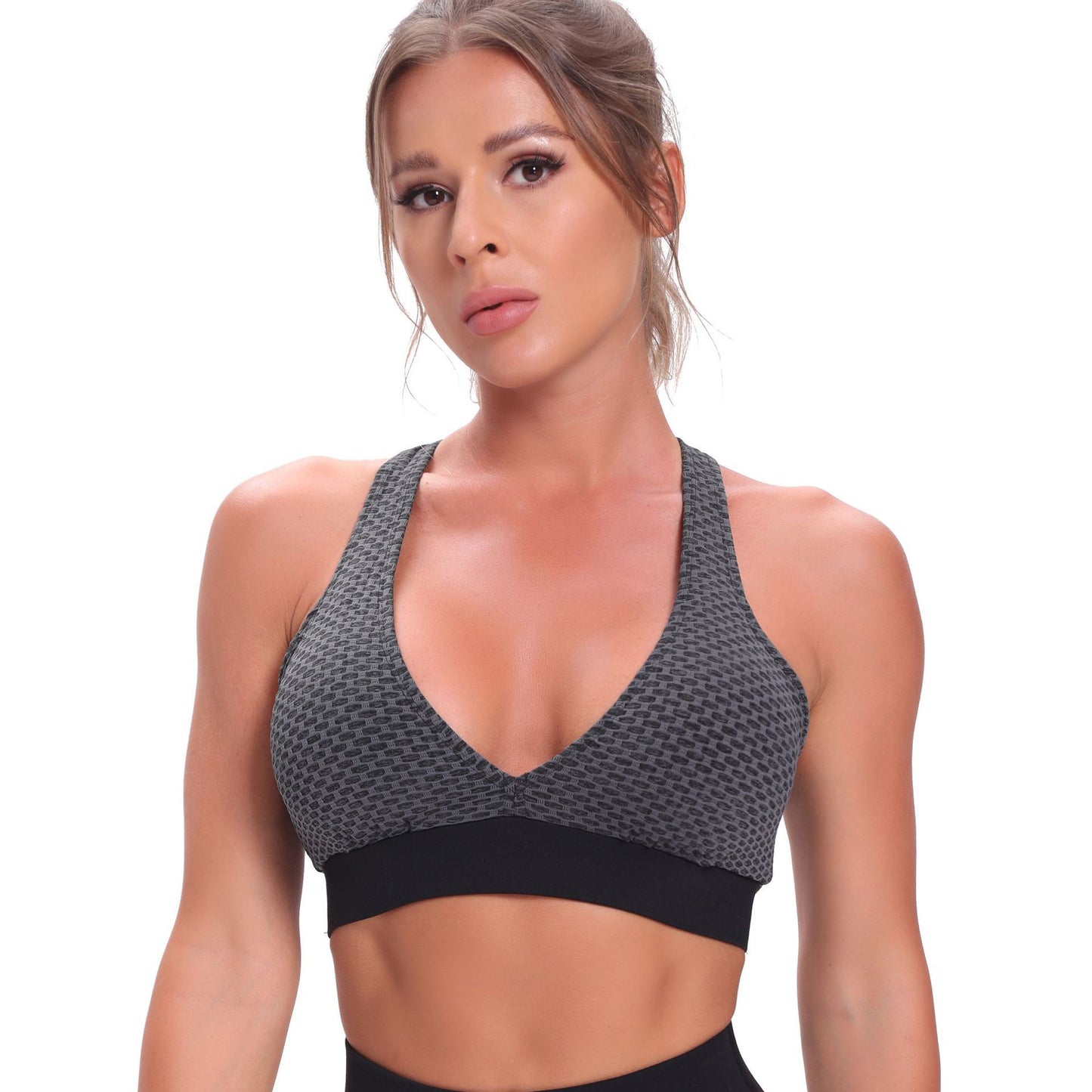 Casual Fitness Thick Jacquard Honeycomb Bubble Sexy Beauty Back Sports Bra trendy