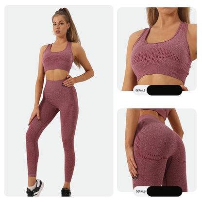 2PCS Seamless Yoga Set Women - High Waist Leggings & Crop Top | Workout Gym Fitness Sportswear
