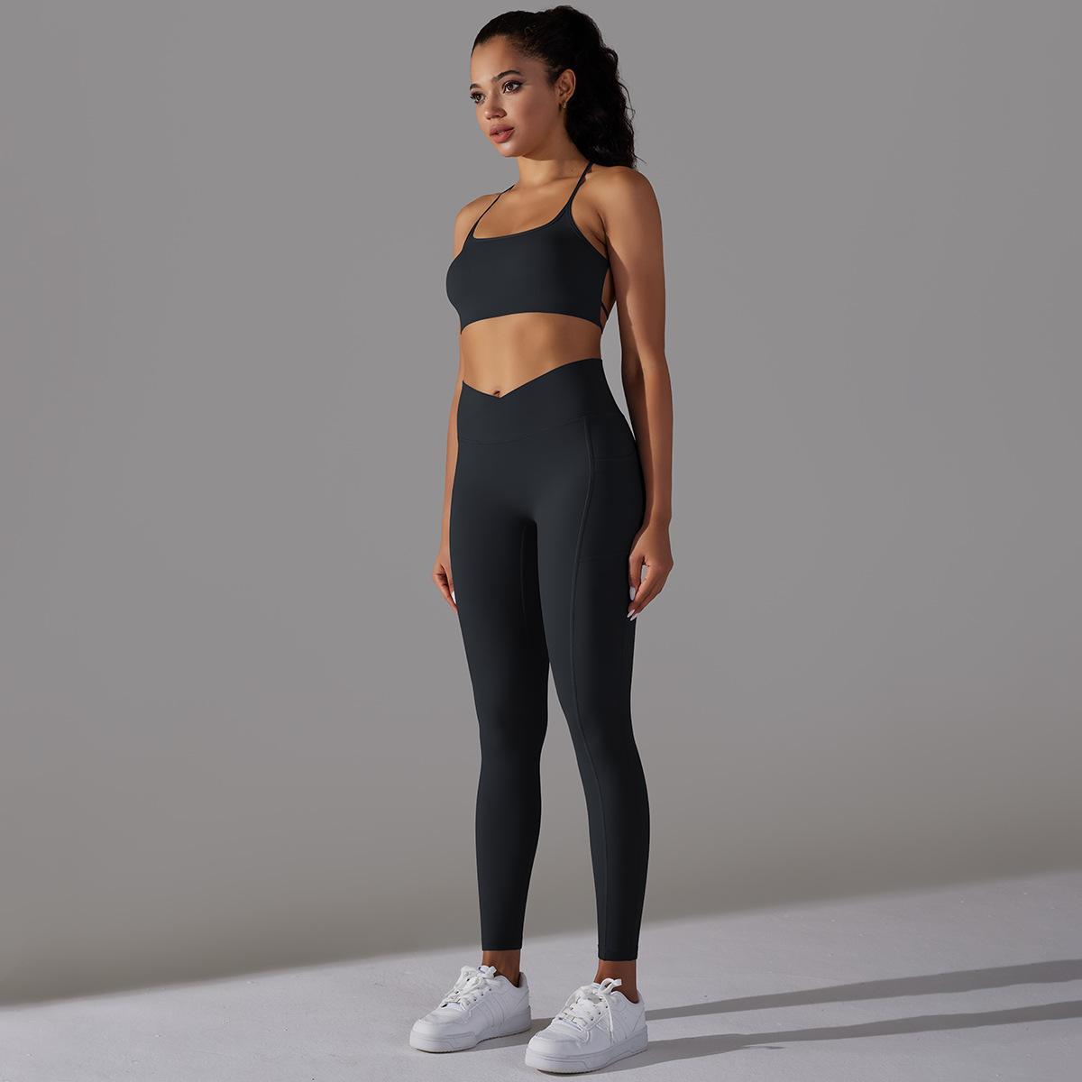 Beauty Back Sports Bra & High Waist Leggings Set – Stylish Activewear for Women