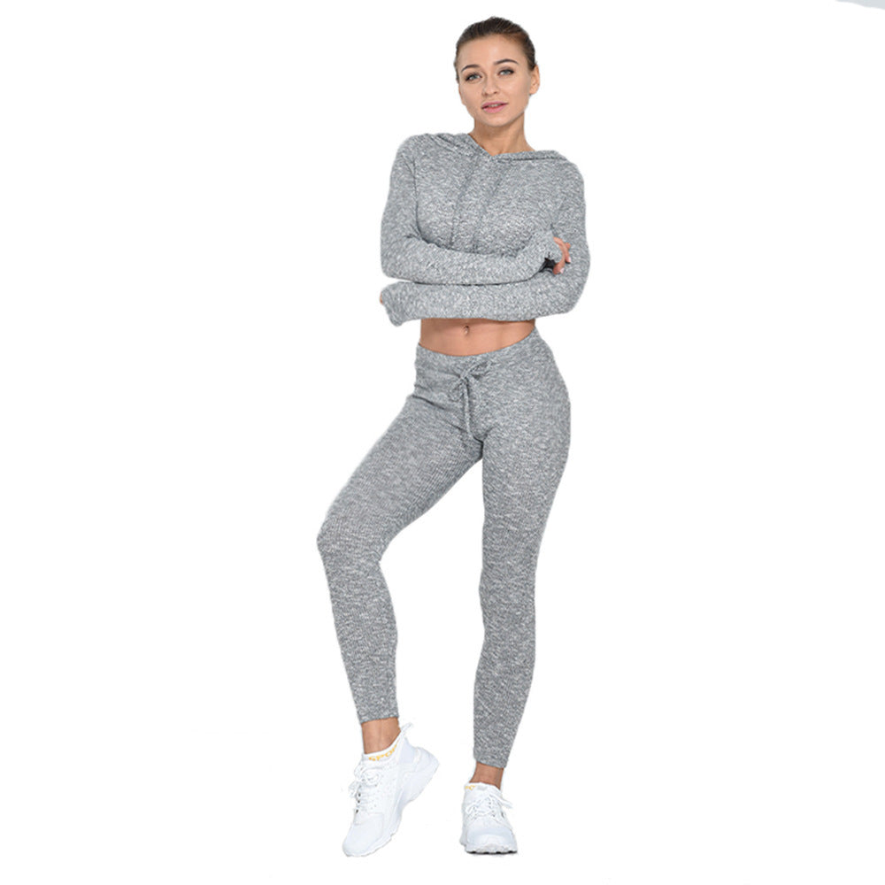 New Sexy Navel Knitted Fitness Sports Suit trendy
