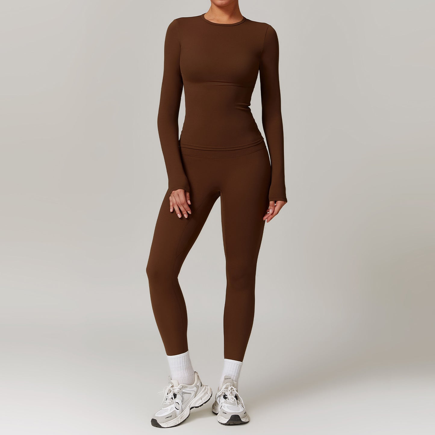 Tight-fitting trendy Brushed Yoga Suit Quick-drying Fitness Clothes  Fitness Long Sleeve Tracksuits Sports Suit Gym Top High Waist Leggings Women Sets Yoga Set