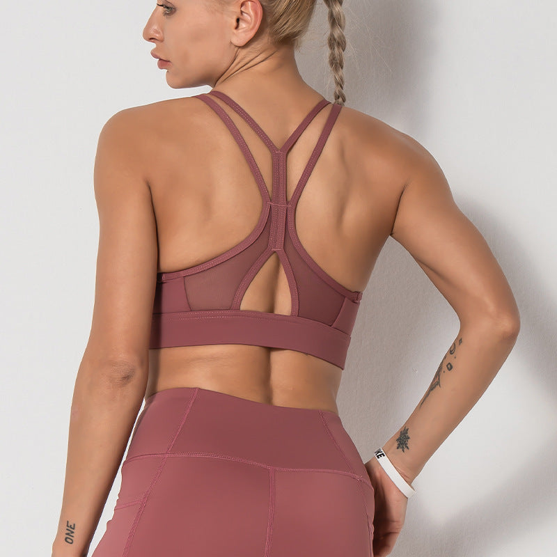 Mesh Stitching Thin Strap Beauty Back Fitness Underwear