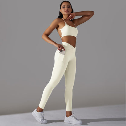 Beauty Back Sports Bra & High Waist Leggings Set – Stylish Activewear for Women