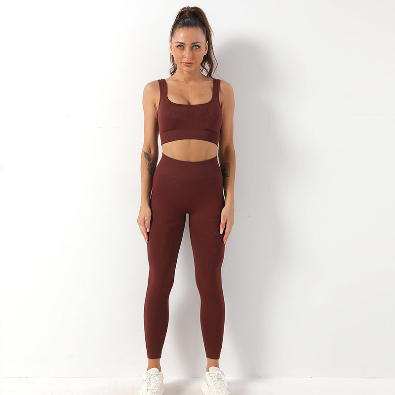 Yoga Sportswear Bra Vest & Hip Lift Trousers Set trendy