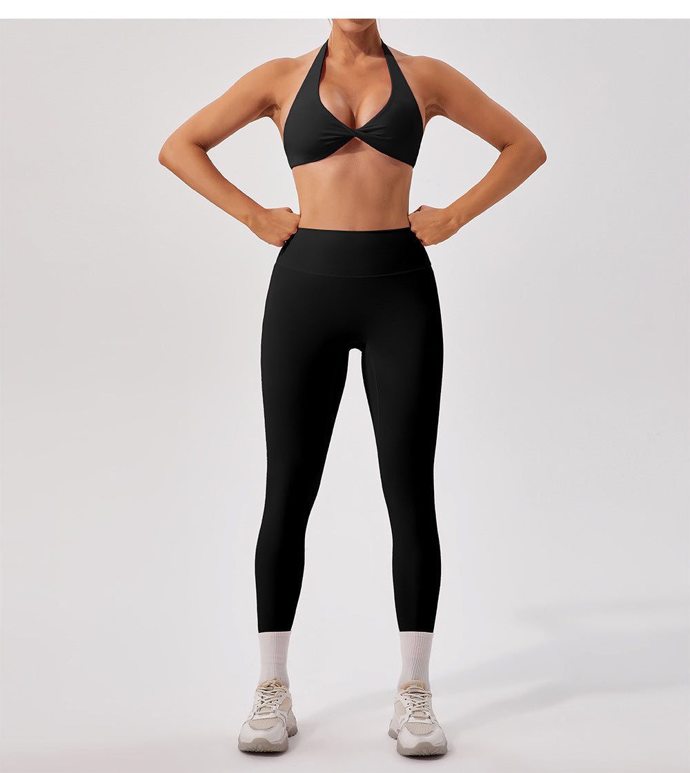 Nude Feel Breathable Halter Beauty Back Yoga Bra Tight Fitness Top