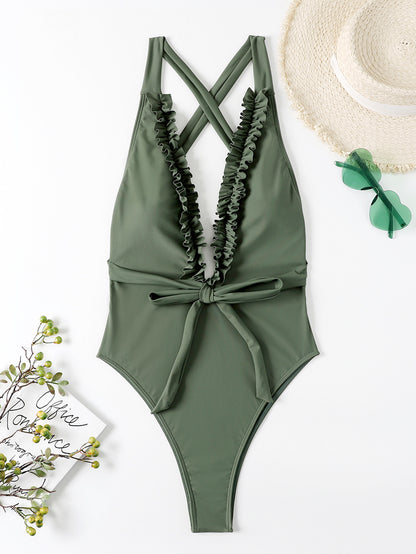 Bikini European trendy And American Fungus One Piece Swimsuit