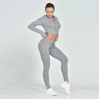 New Sexy Navel Knitted Fitness Sports Suit trendy
