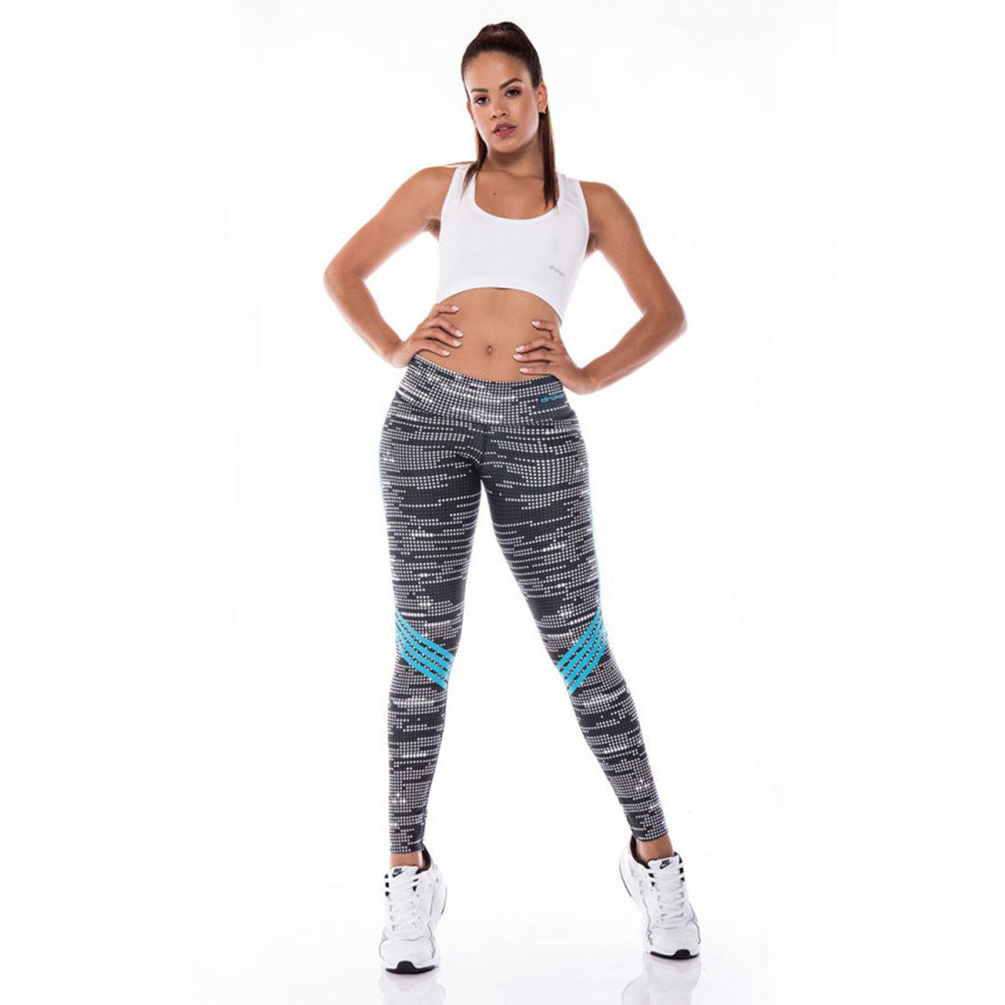 White small plaid ankle leggings trendy