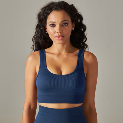 European And American Seamless Knitted Short Solid Color Thread Sports Underwear Running Fitness Yoga Wear