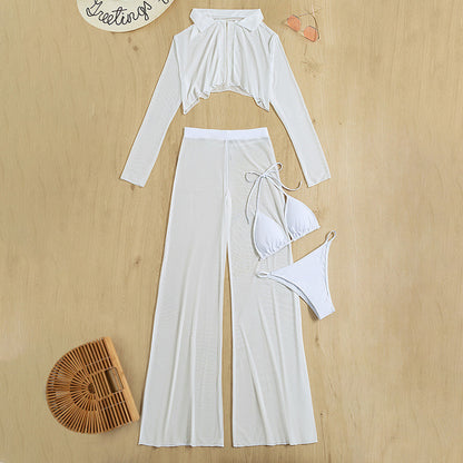 Women's Summer Beach Swimsuit Split Four-piece Set trendy