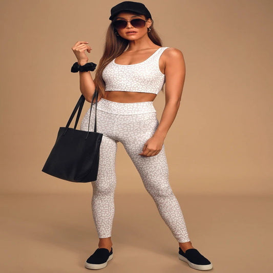 Yoga Fitness Female Leopard Print High Elastic Fitness Sports Suit trendy