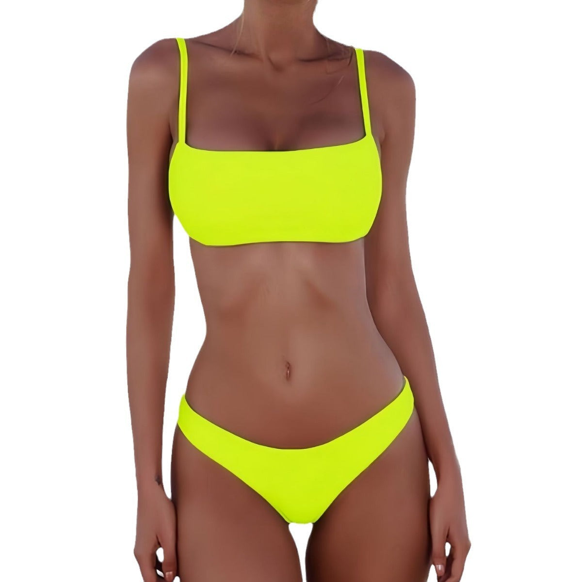 Women's Casual Nylon Split Color Bikini Set trendy