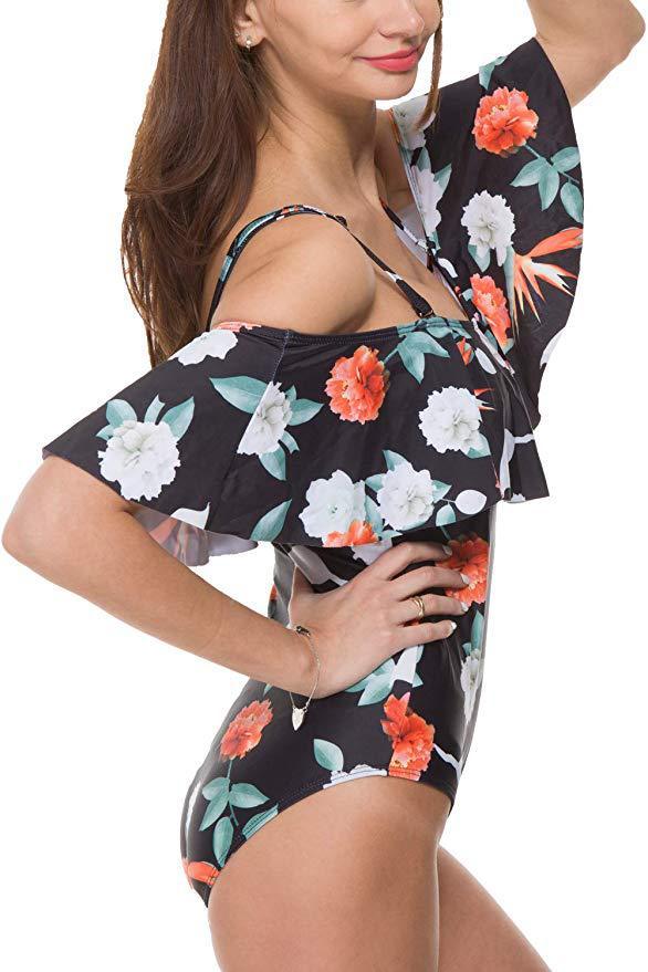 Slim Off Shoulder Women's One-Piece Swimsuit | Elegant & Sexy Swimwear for Beach & Pool