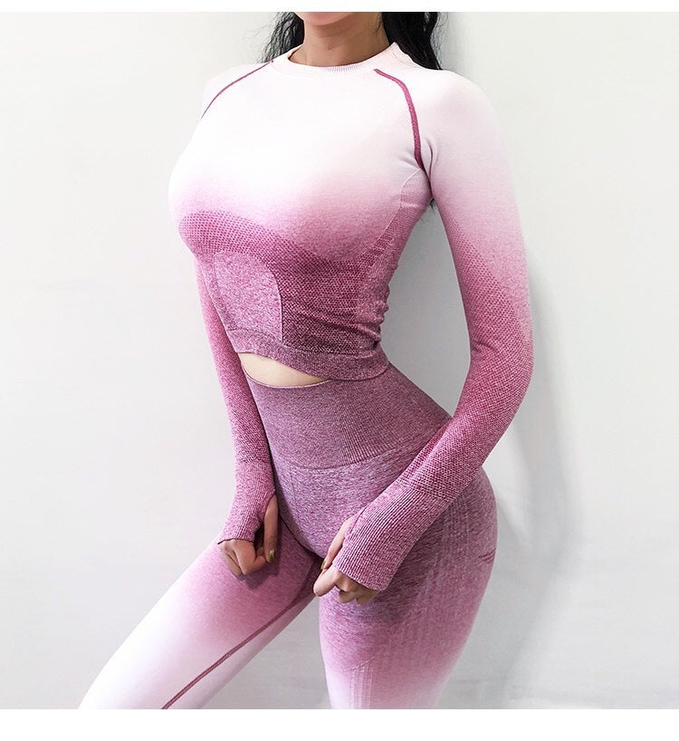 Gradient sportswear women's navel fashion