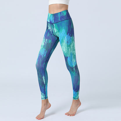 Fashion Leaves Printed Yoga Pants trendy Women's High Waist Hip Lifting Sports Fitness Leggings
