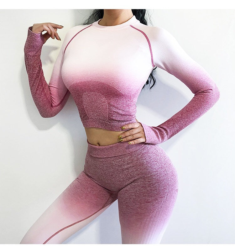 Gradient sportswear women's navel fashion