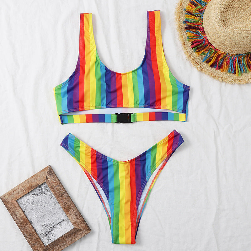 Split Rainbow Bar Women's Bikini trendy