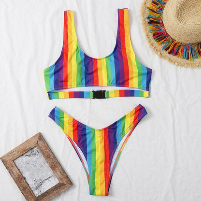 Split Rainbow Bar Women's Bikini trendy