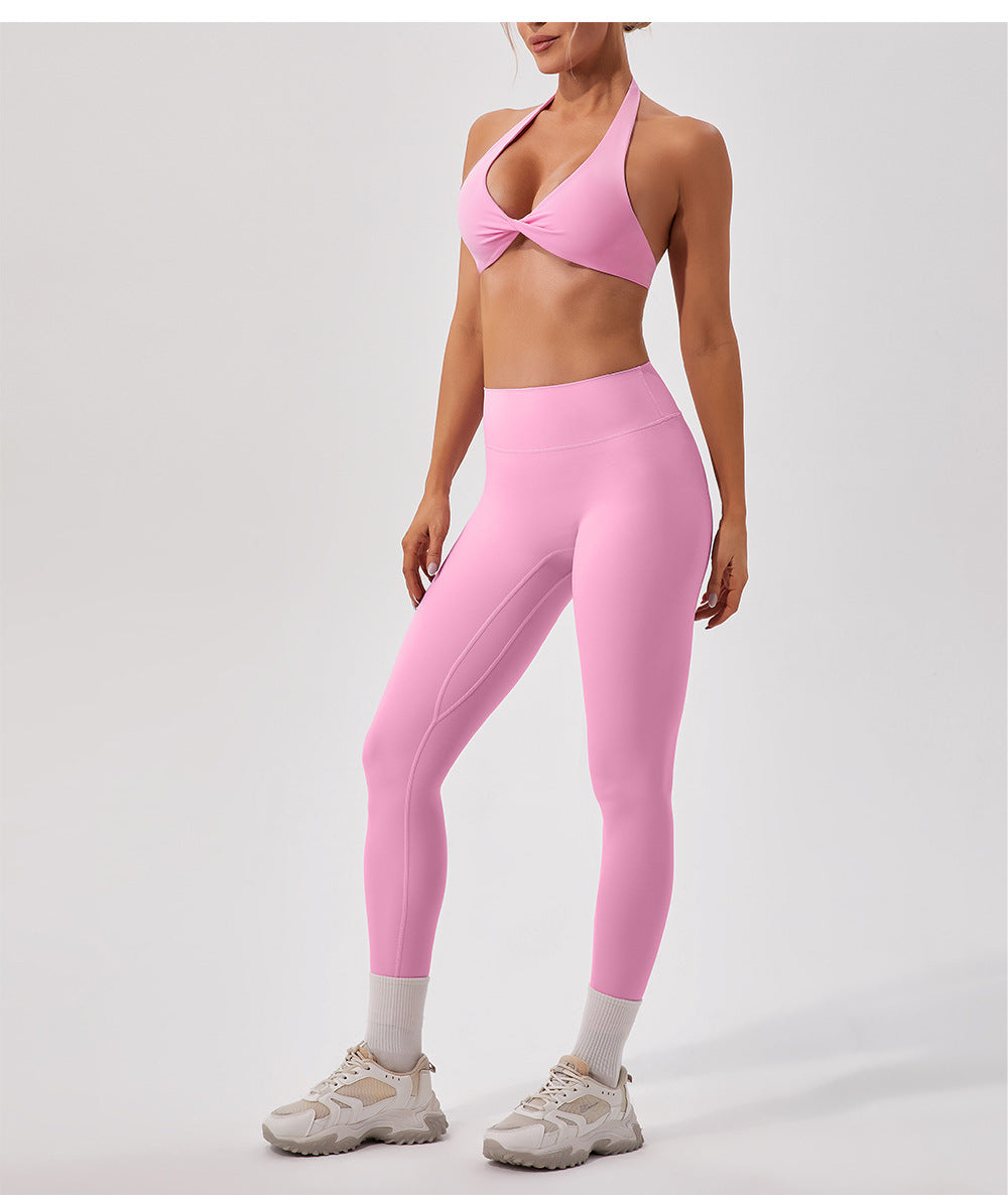 Nude Feel Breathable Halter Beauty Back Yoga Bra Tight Fitness Top