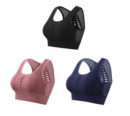 Breathable hole fitness bra beauty back vest shock-proof gathering sports underwear women running quick-drying yoga stereotypes