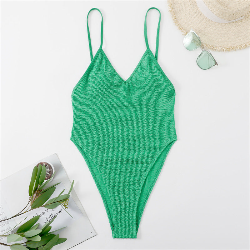 Ladies Deep V Bikini One Piece Swimsuit trendy