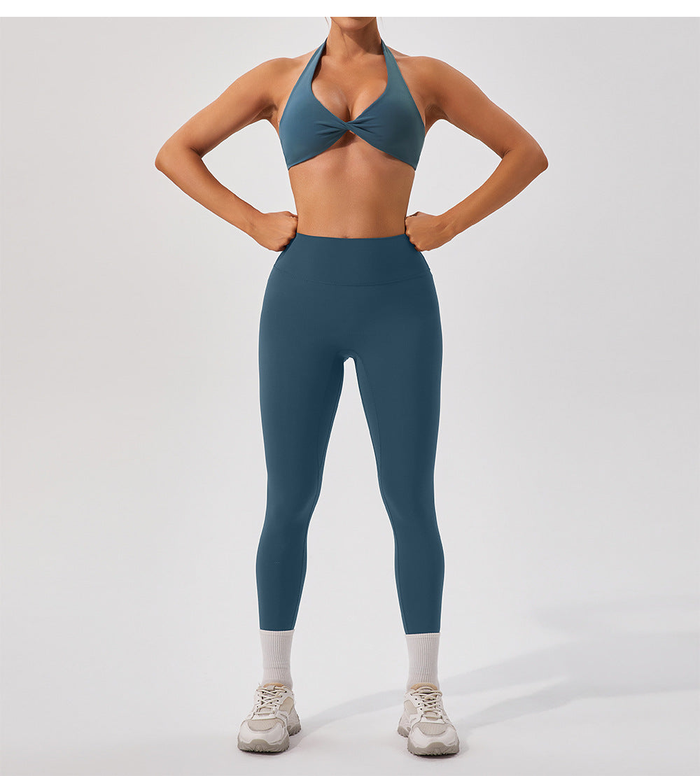 Nude Feel Breathable Halter Beauty Back Yoga Bra Tight Fitness Top