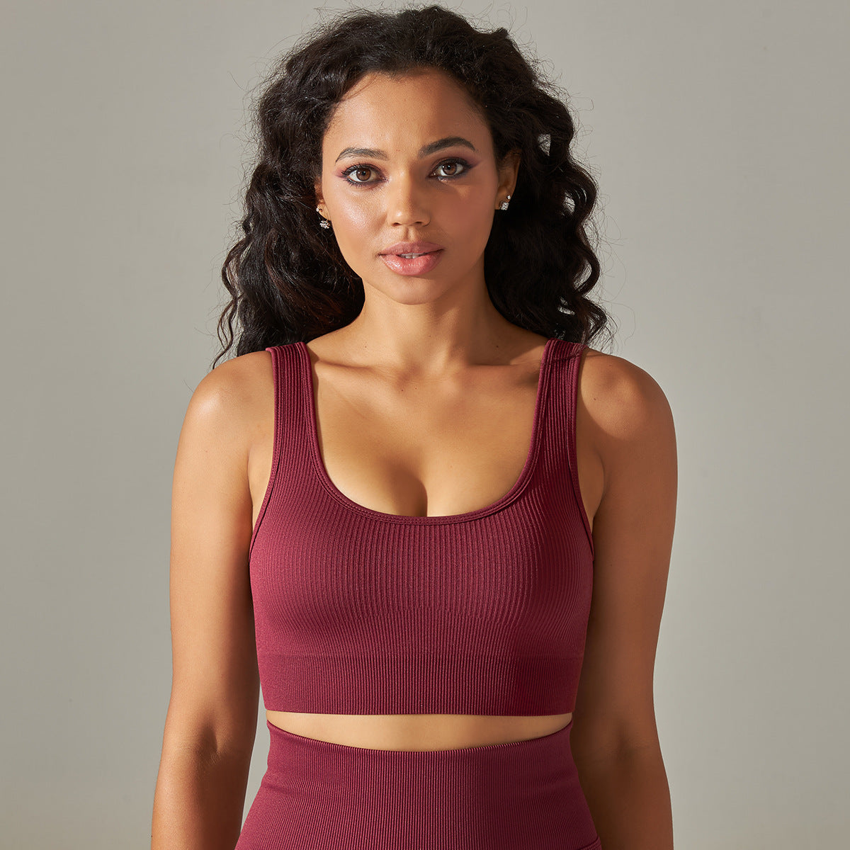 European And American Seamless Knitted Short Solid Color Thread Sports Underwear Running Fitness Yoga Wear